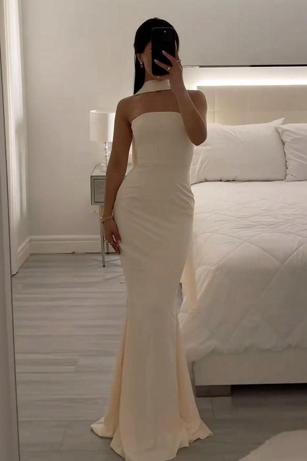 Suzhoufashion Mermaid Strapless Yellow Long Prom Dress With Scarf Formal Evening Gown