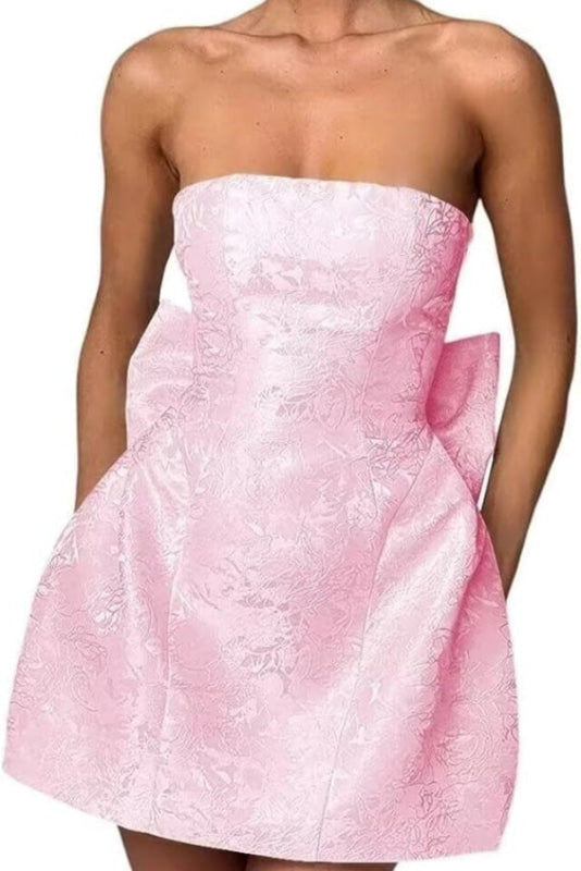 Classic Sleeveless Pleats Satin Short Homecoming Dresses with Bow