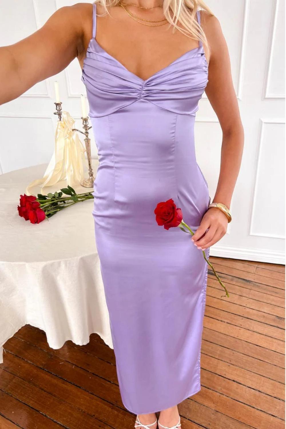 Classic Sheath Spaghetti Straps Candy Pink Long Prom Dress with Split Front - View 7 | VelvetHem