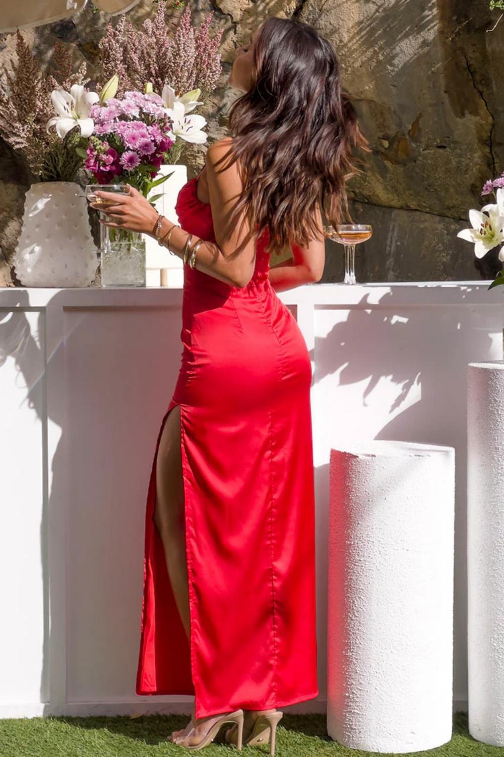 Classic Sheath Spaghetti Straps Candy Pink Long Prom Dress with Split Front - View 15 | VelvetHem