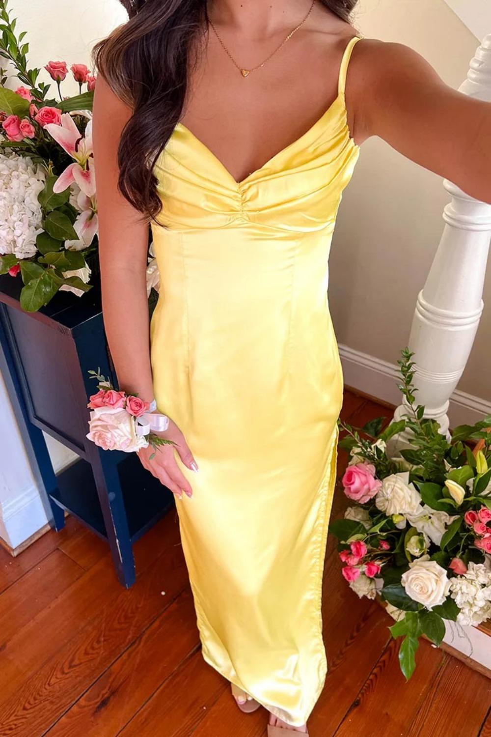 Classic Sheath Spaghetti Straps Candy Pink Long Prom Dress with Split Front - View 5 | VelvetHem