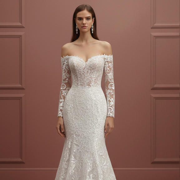 Classic Train Wedding Dress Long Cathedral Length Embroidery