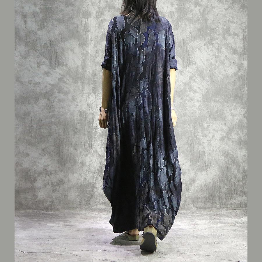 Classy long sleeve cotton clothes Shape blue Dress summer