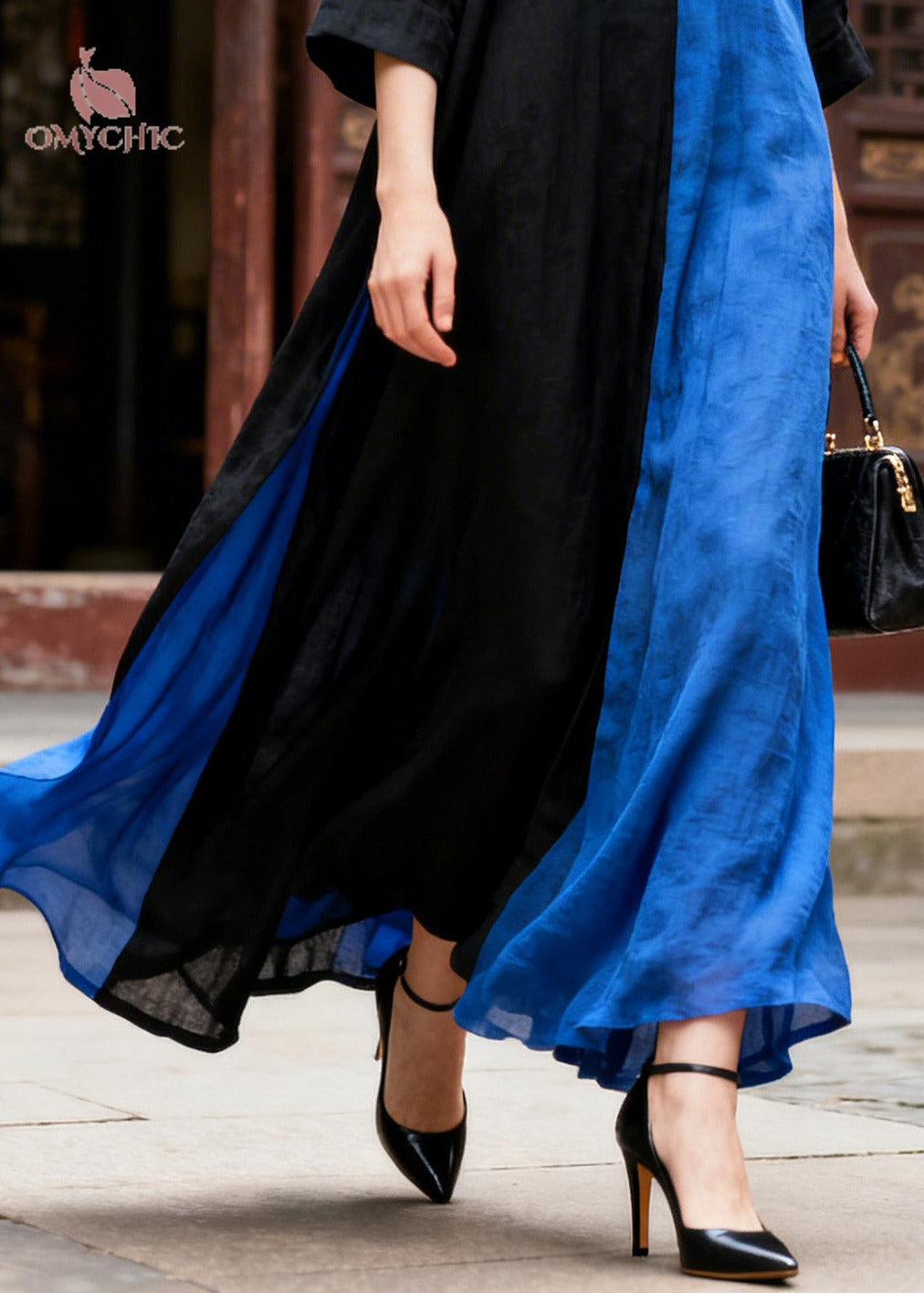 Colorblock Patchwork Cotton Holiday Dress Asymmetrical Summer