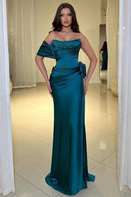 Column Prom Dress Satin Scoop Sleeveless Formal Dress