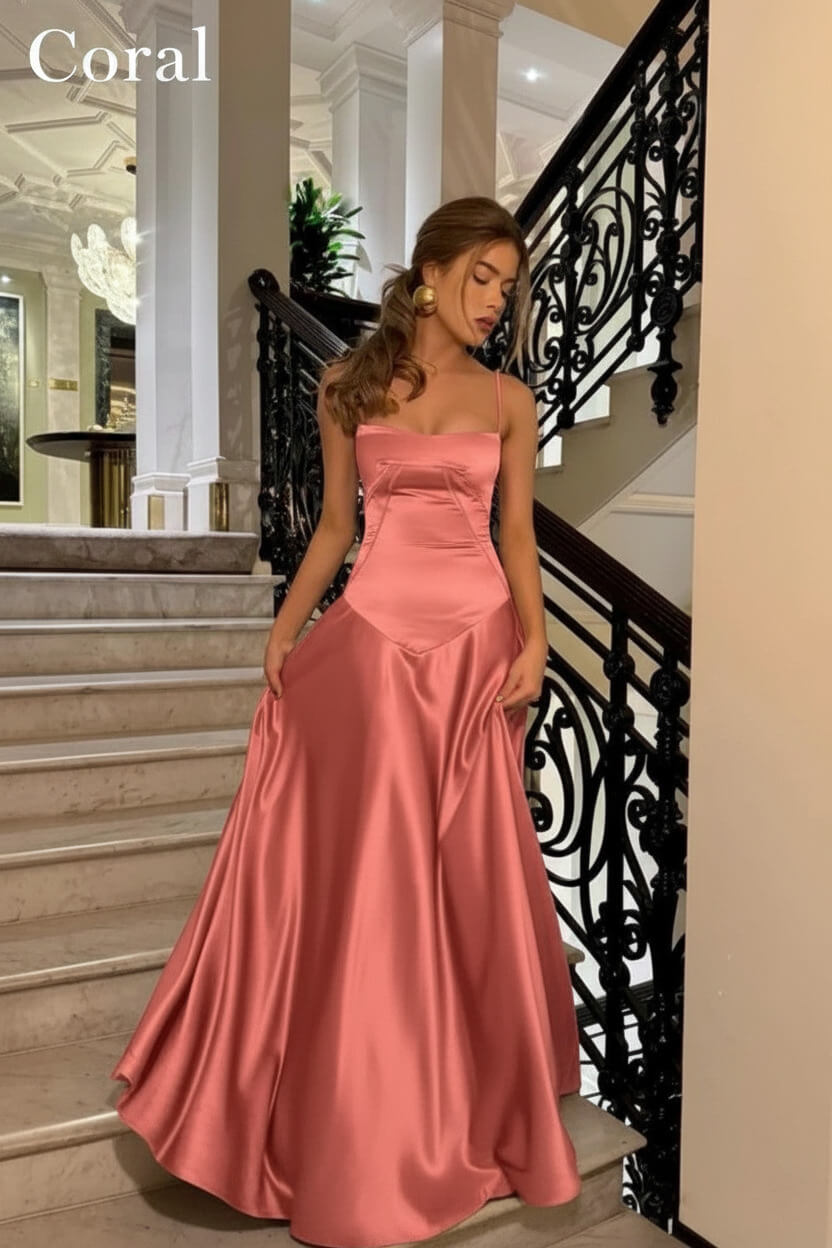 Suzhoufashion Brown Luxe Silk-Look Long Evening Dress With Fitted Bodice Formal Evening Gown