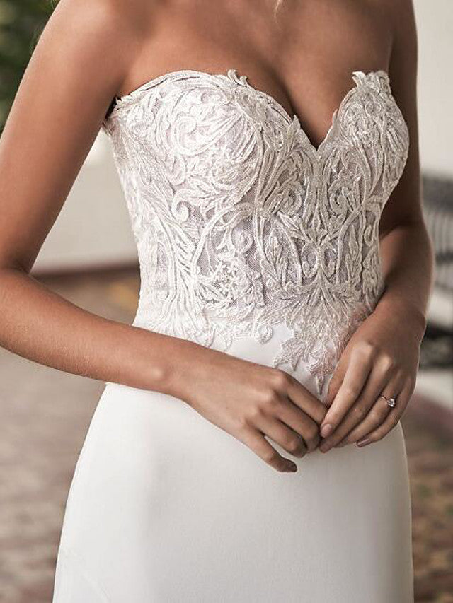 Country Plus Size Mermaid Beach Wedding Dress Strapless Tulle Sleeveless Bridal Gowns with Sweep Train