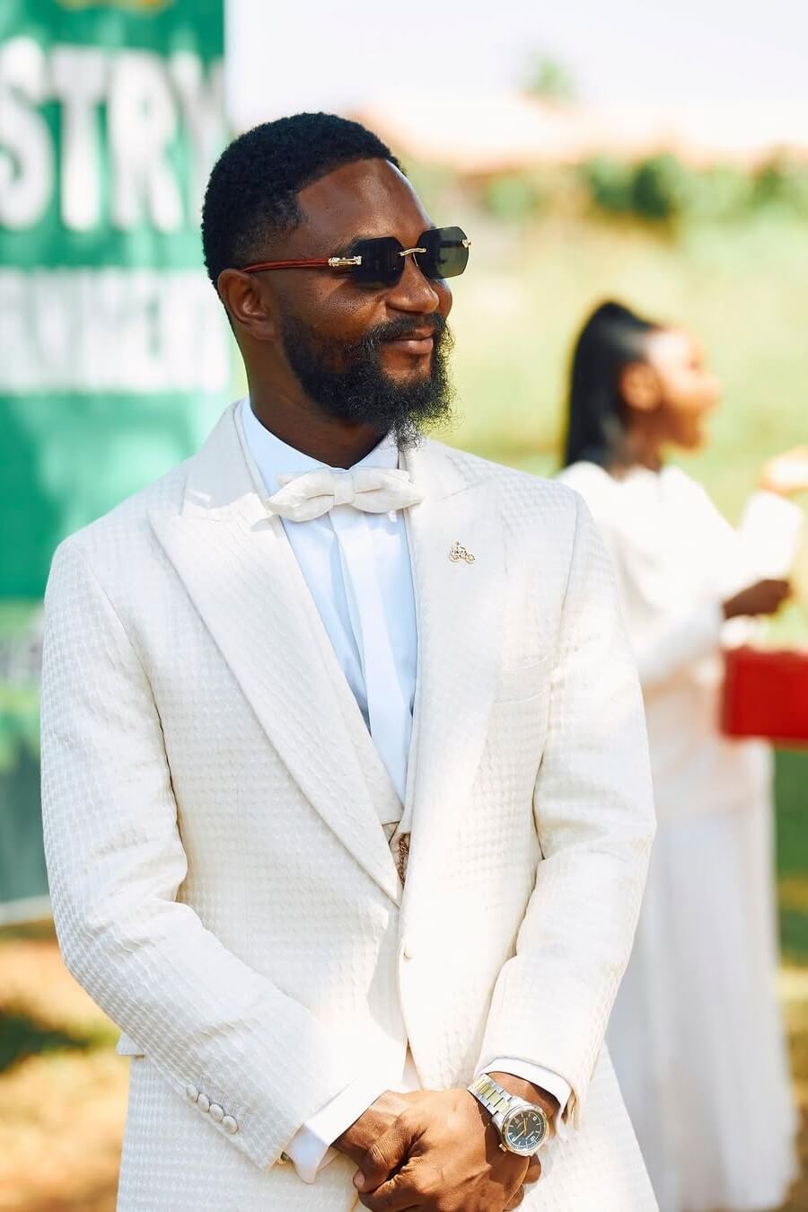 Cream White Wedding Suit Peak Lapel Stuffed Slanted Square Patterned jacquard Prom Suit