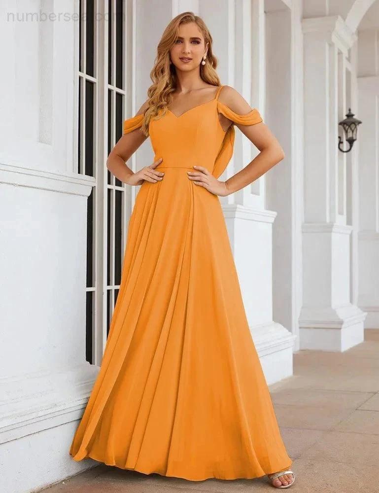 ZapDress Cold Shoulder Chiffon Bridesmaid Dresses Long Maxi Formal Prom Gowns for Women Party (ZD17042)