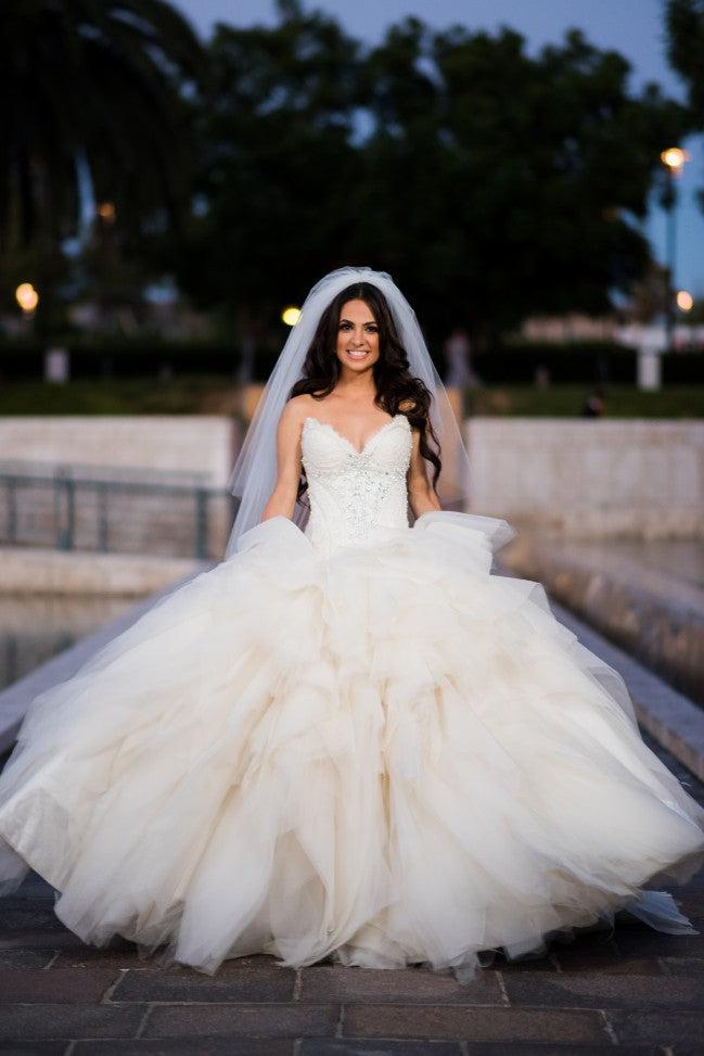 Crystal Sweetheart Lace  Wedding Dress Tiered Strapless Tulle Bridal Gowns