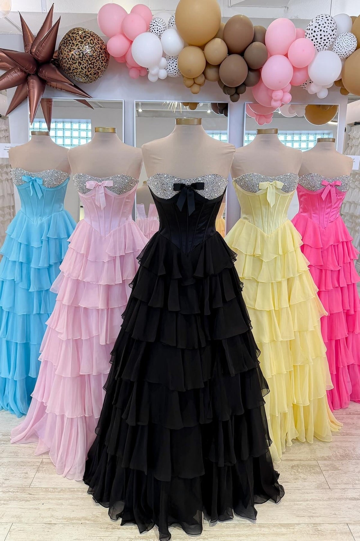 A Line Sweetheart Yellow Corset Prom Dress With Beading Ruffles Formal Evening Gown