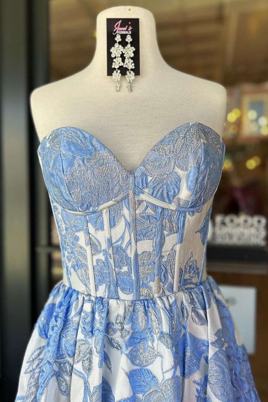 Cute A-Line Sweetheart Zipper Back Long Floral Prom Dress - View 3 | VelvetHem