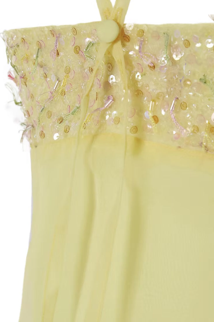 Cute A Line Spaghetti Straps Light Yellow Short Homecoming Dress with Embroidery
