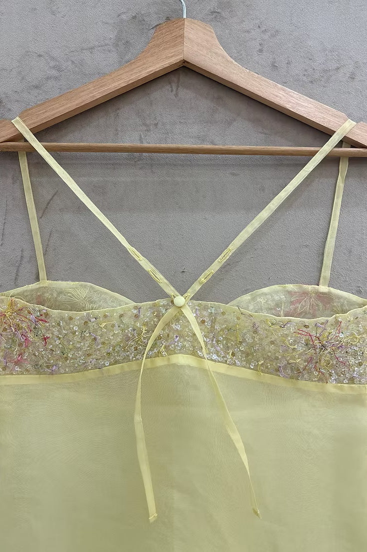 Cute A Line Spaghetti Straps Light Yellow Short Homecoming Dress with Embroidery