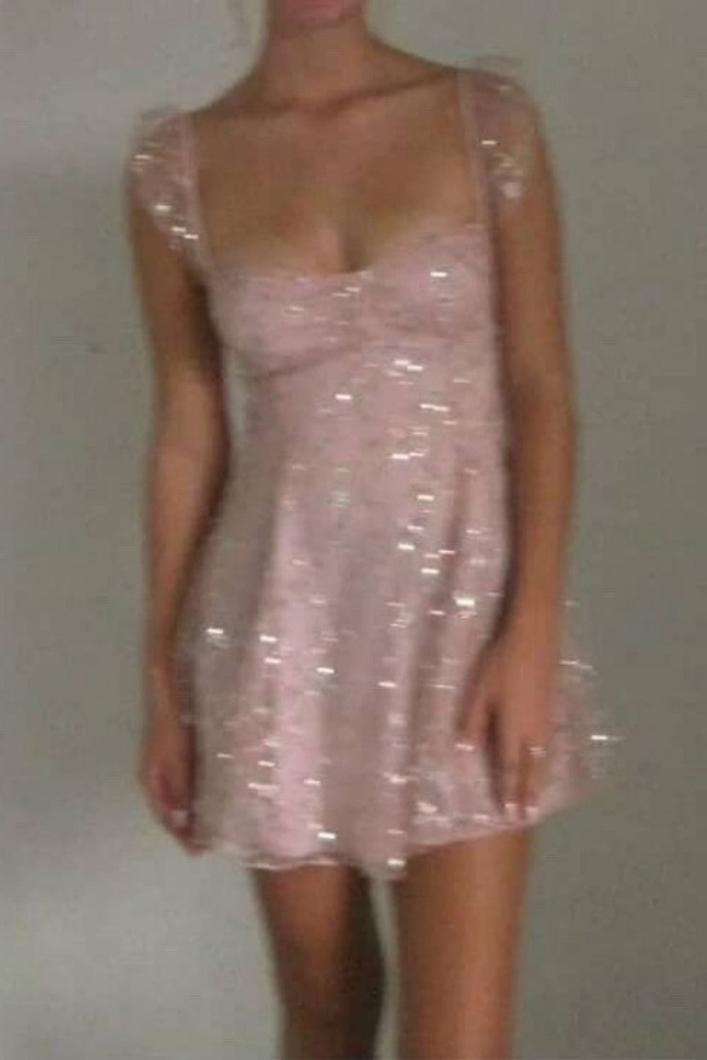 Cute Light Pink Sparkly Sequin Straps Homecoming Mini Party Dress
