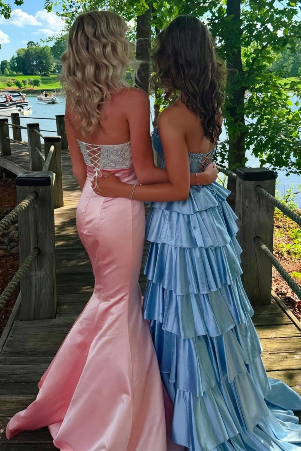 Cute Mermaid Sweetheart Pink Long Prom Dress with Bowknot Beading - View 2 | VelvetHem
