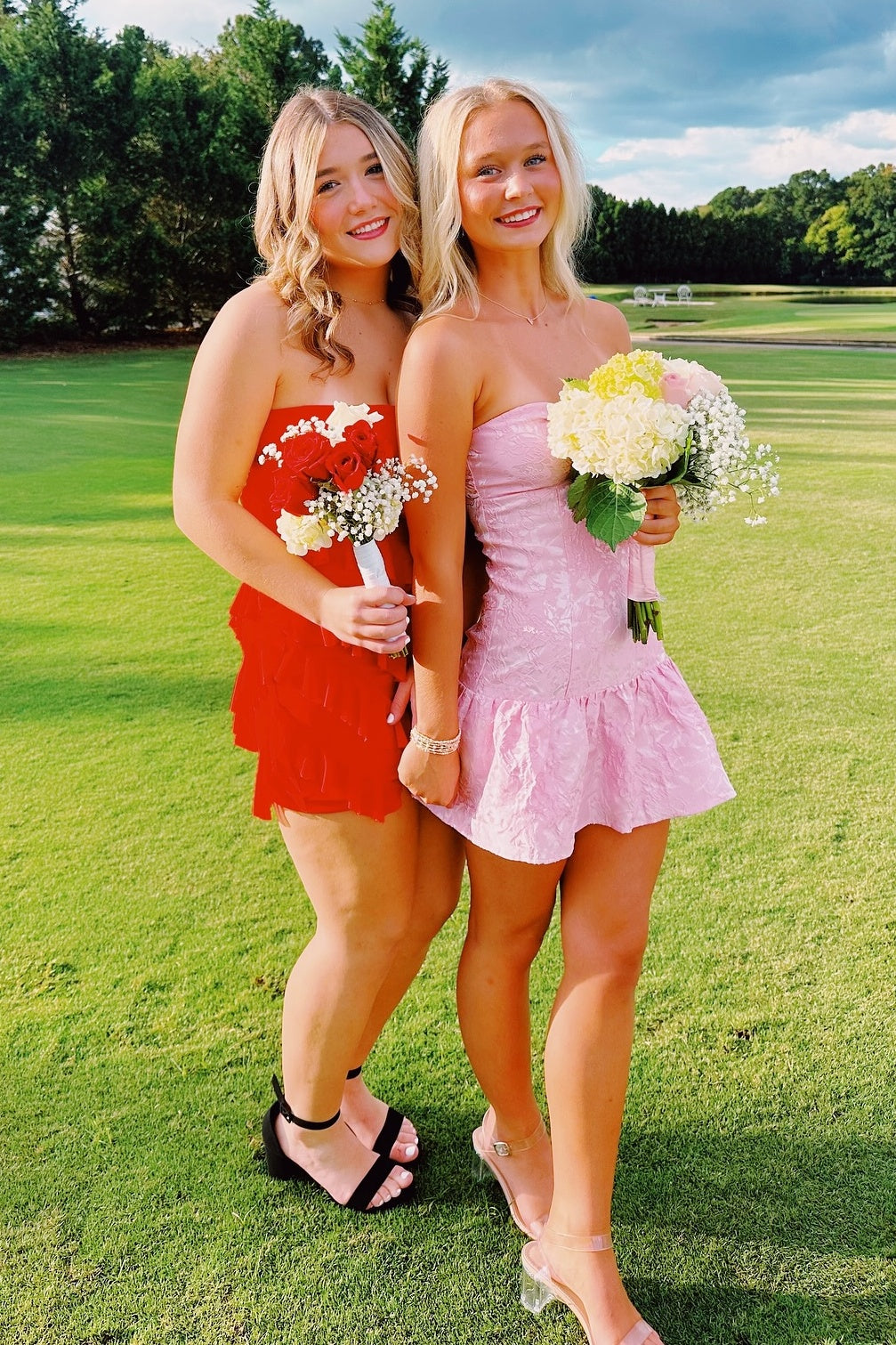 Sweet A Line Sweetheart Pink Short Homecoming Dress with Ruffles