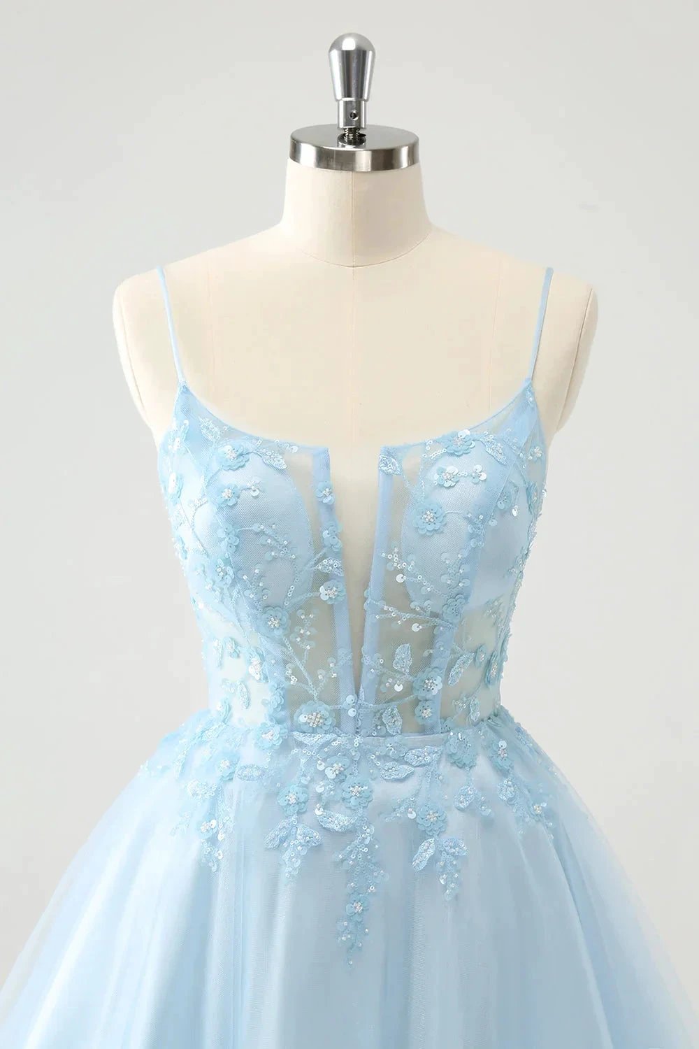 Cute Blush A Line Spaghetti Straps Corset Short Homecoming Dress with Appliques (ZD11474)