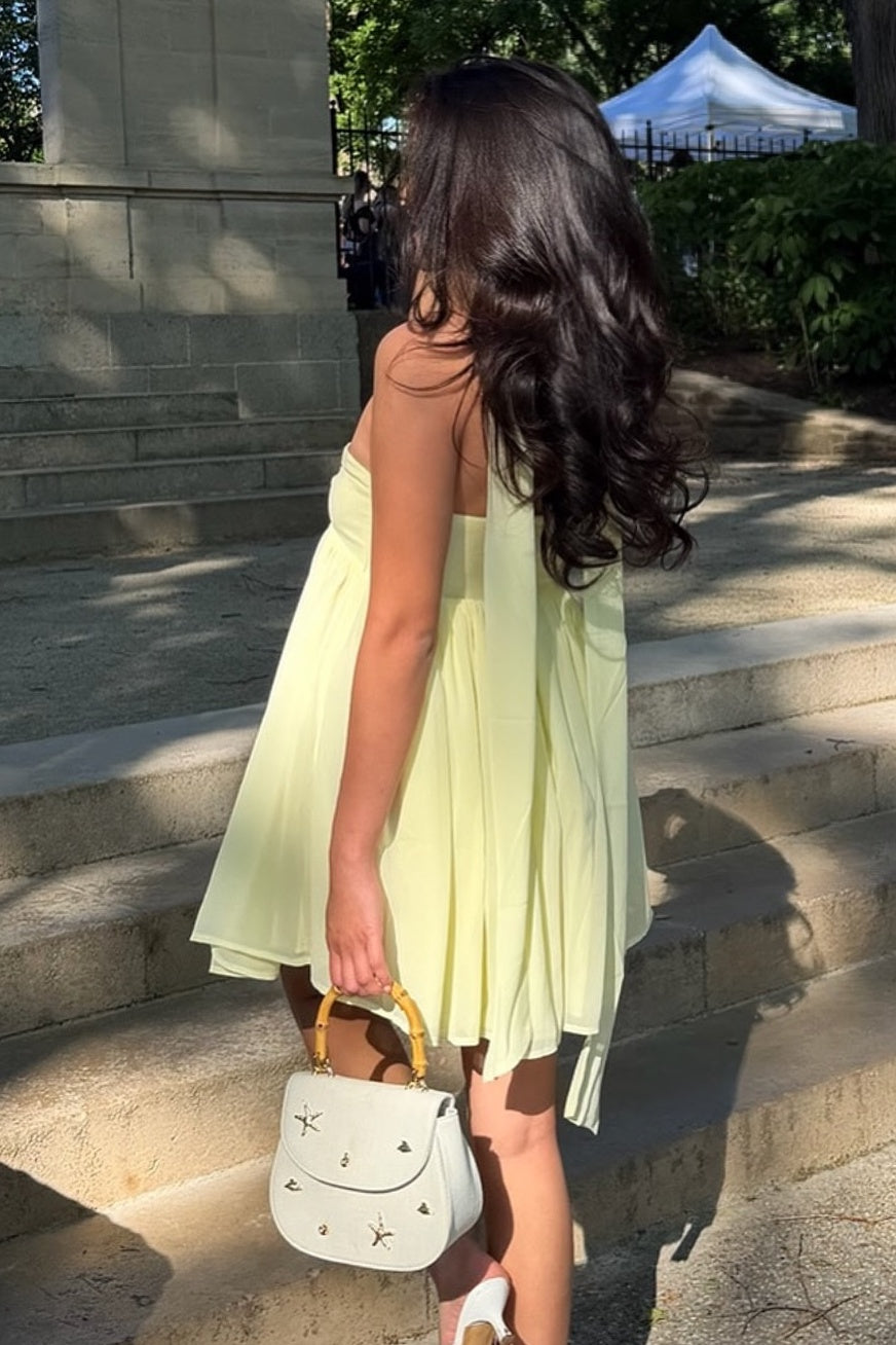 Cute A Line Sweetheart Light Yellow Short Homecoming Dress with Scarf