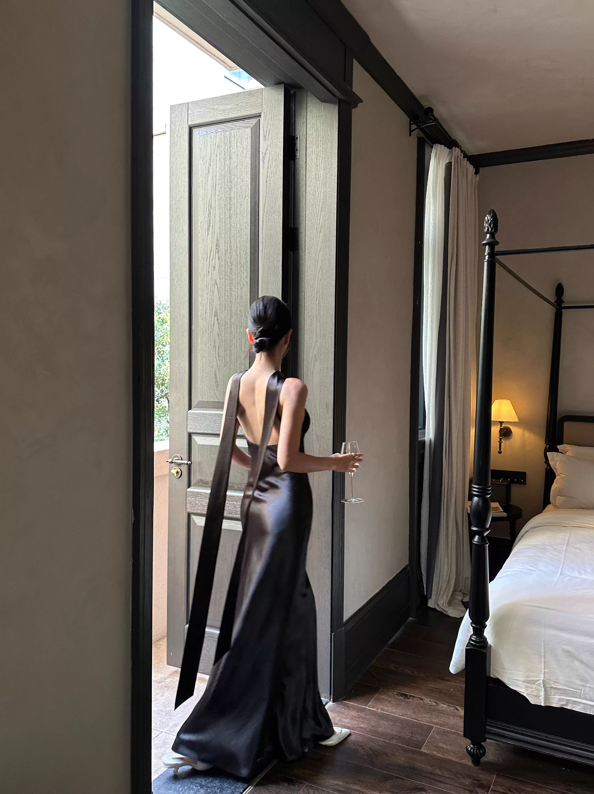 Classy Sleeveless Navy Blue Satin Mermaid Long Wedding Guest Dress Formal Backless Party Dress Evening Gown - View 9 | VelvetHem