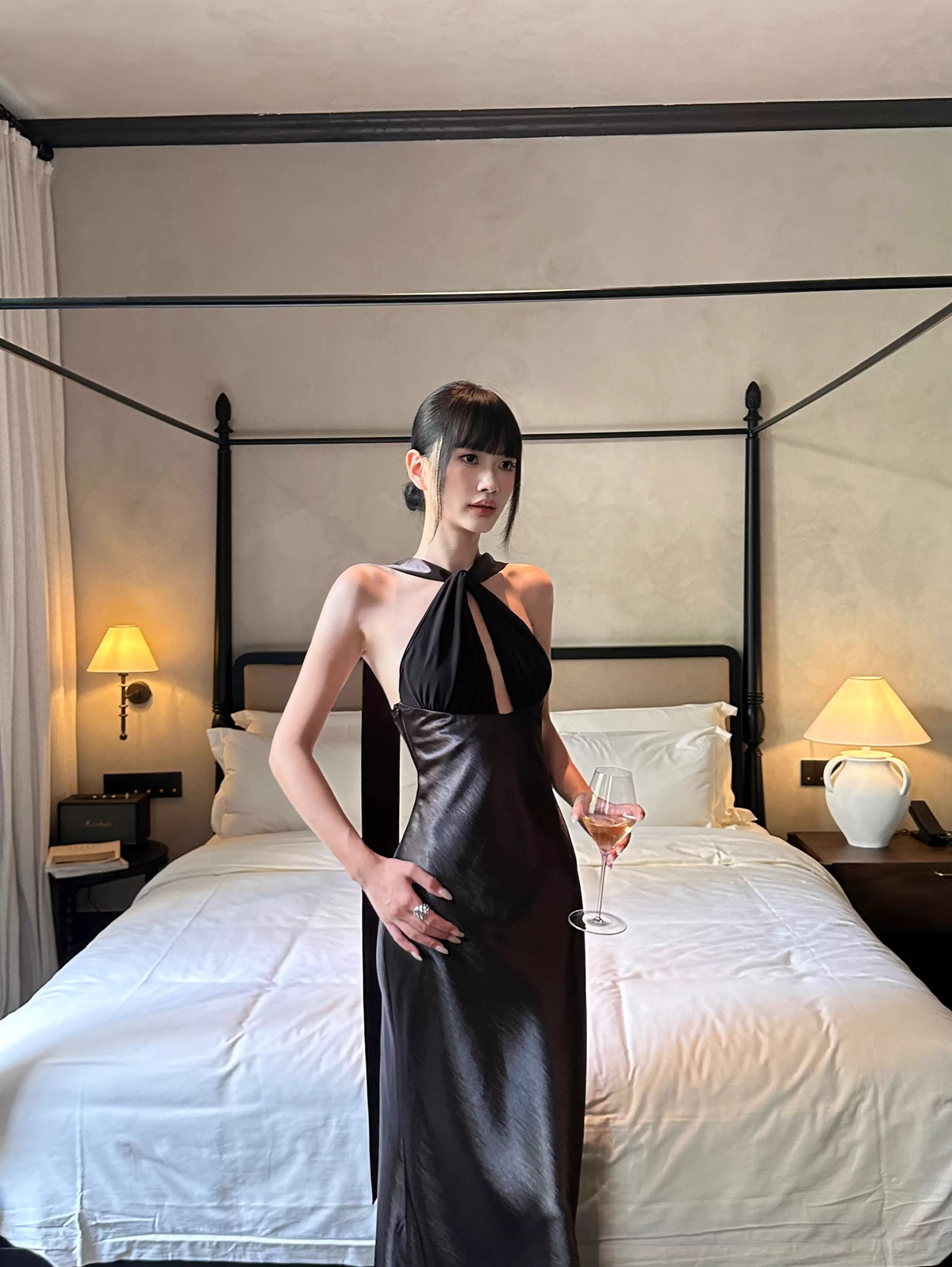 Classy Sleeveless Navy Blue Satin Mermaid Long Wedding Guest Dress Formal Backless Party Dress Evening Gown - View 7 | VelvetHem