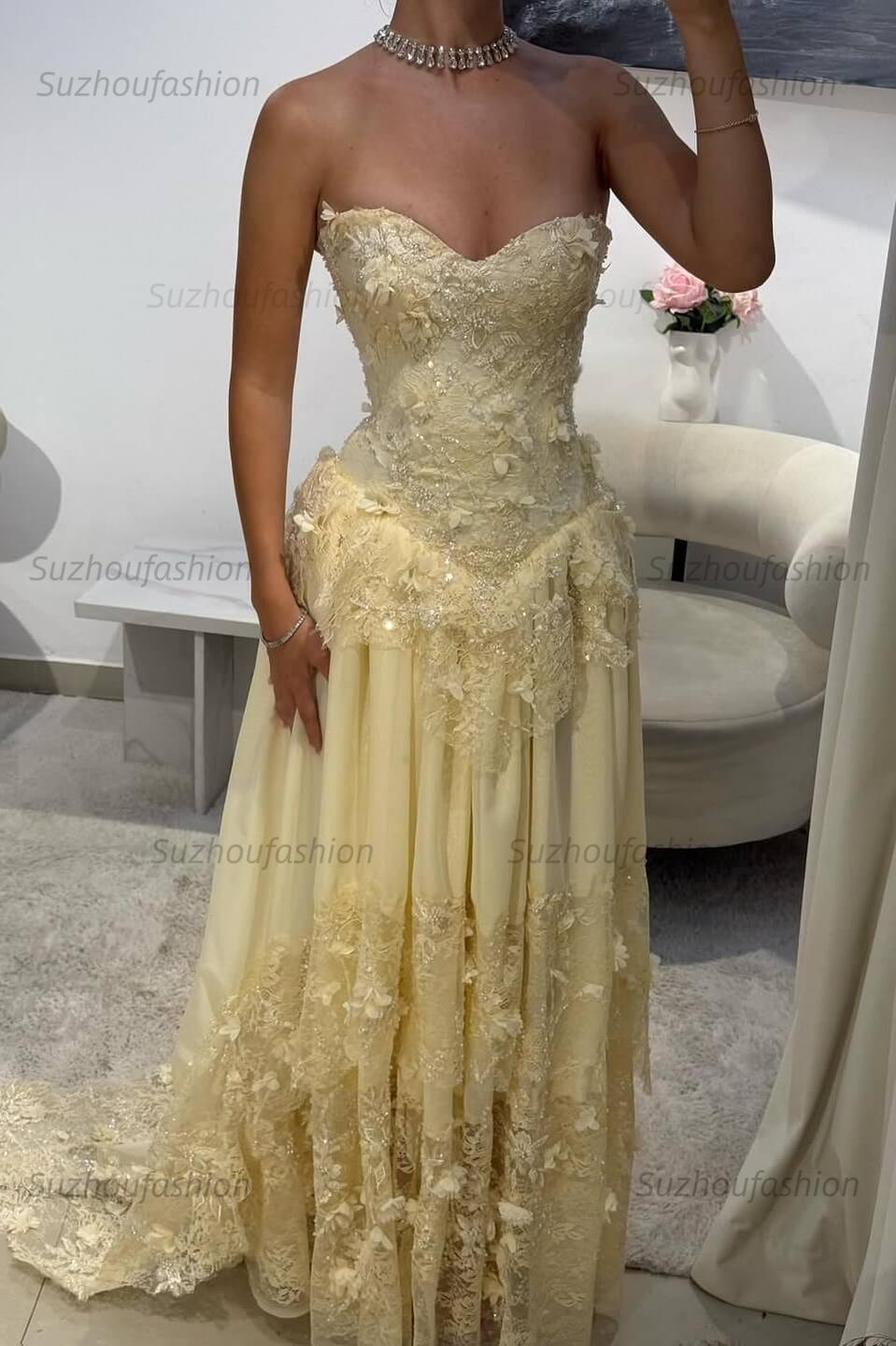 Strapless Sleeveless Long Evening Formal Dress With Pleated Appliques