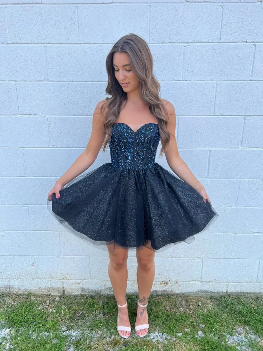 Glitter A-line Homecoming Dress Back To School Dress Y2835 by simplepromdress