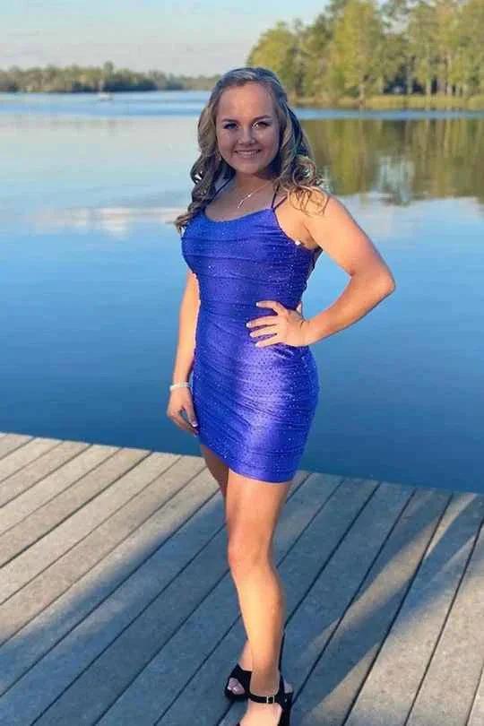 Chic Spaghetti Straps Tight Sequins Homecoming Dresses (ZD11504) - VelvetHem