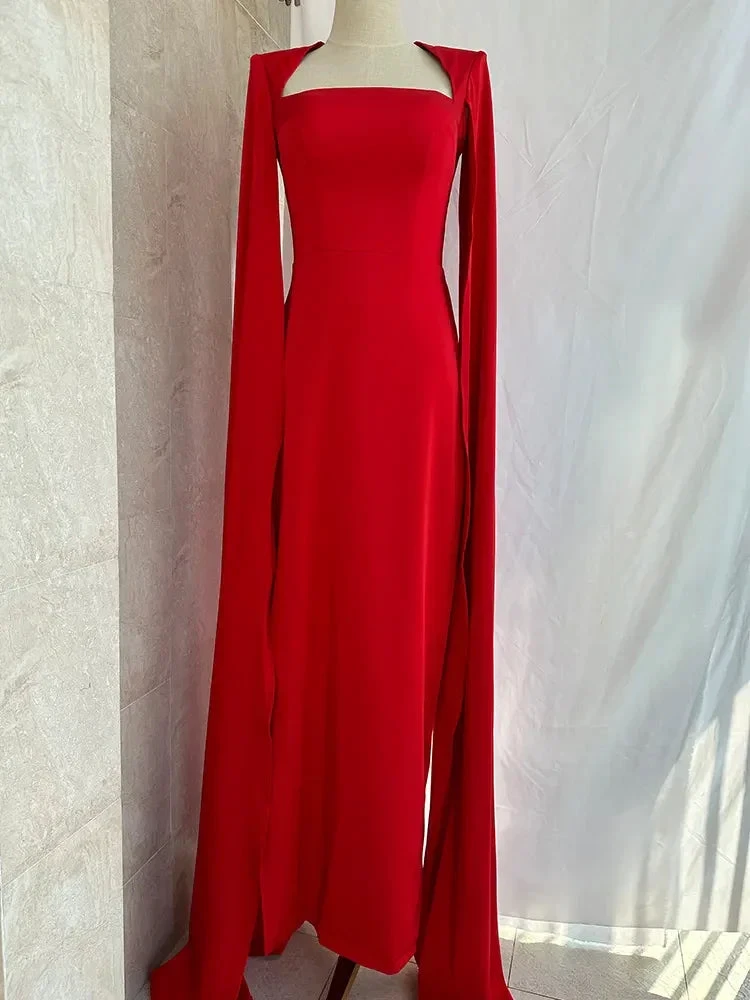 Party Evening Dresses Women Casual Strapless Red Banquet Maxi Wedding Dresses for Female (ZD13670) - VelvetHem