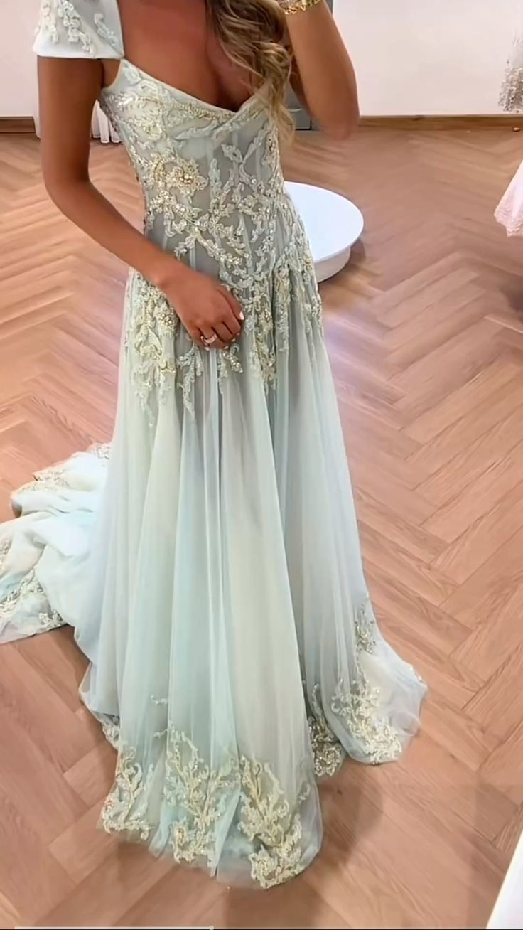 Charming Blue V Neck Tulle Sequin Beaded Mermaid Long Birthday Party Dress Evening Dress Formal Wedding Guest Dress