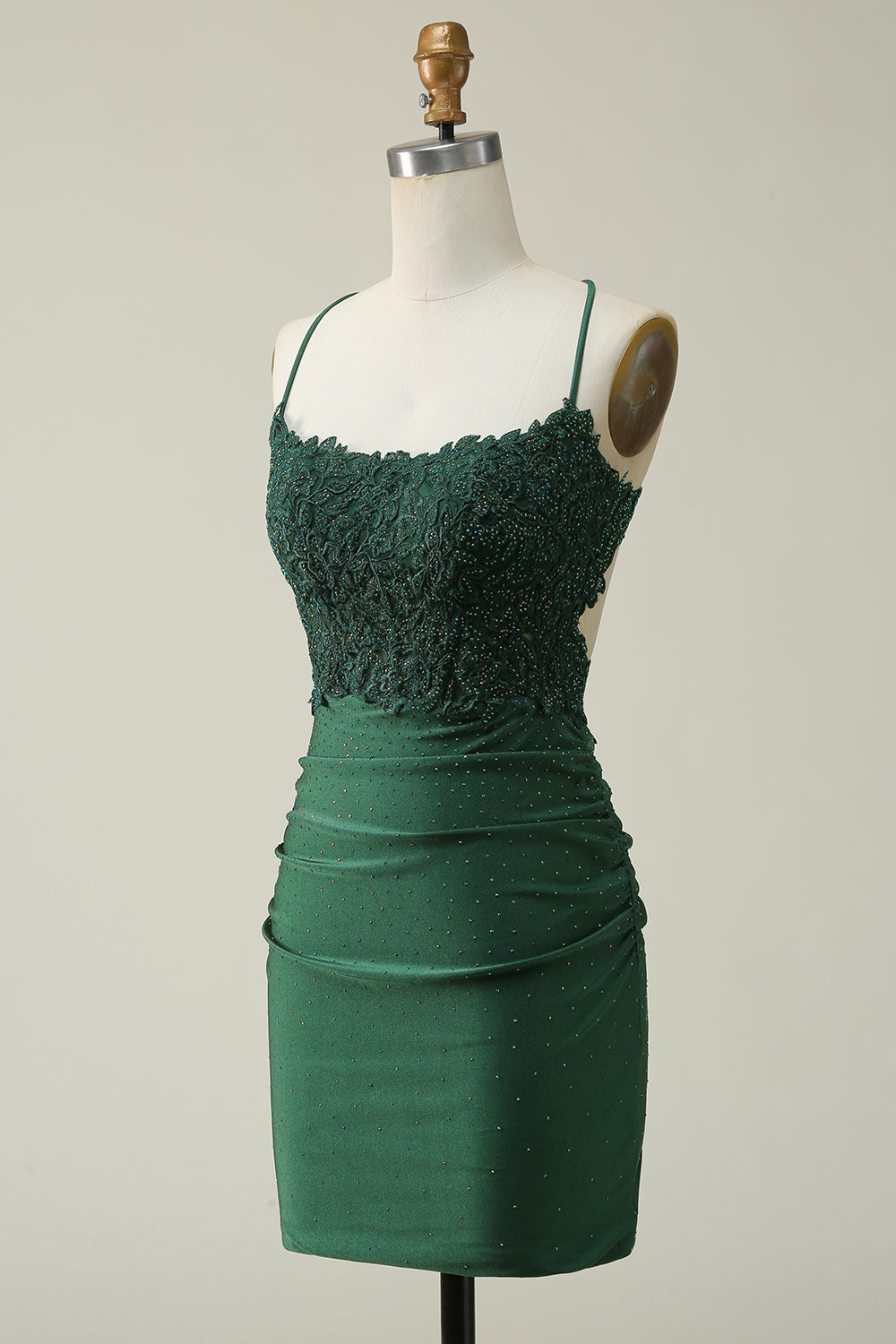 Dark Green Homecoming Dresses Beaded Short Tight Prom Dress with Appliques