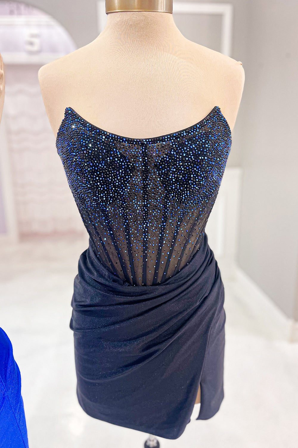 Dark Green Homecoming Dresses Corset Strapless Tight Short Cocktail Dresses with Beadings
