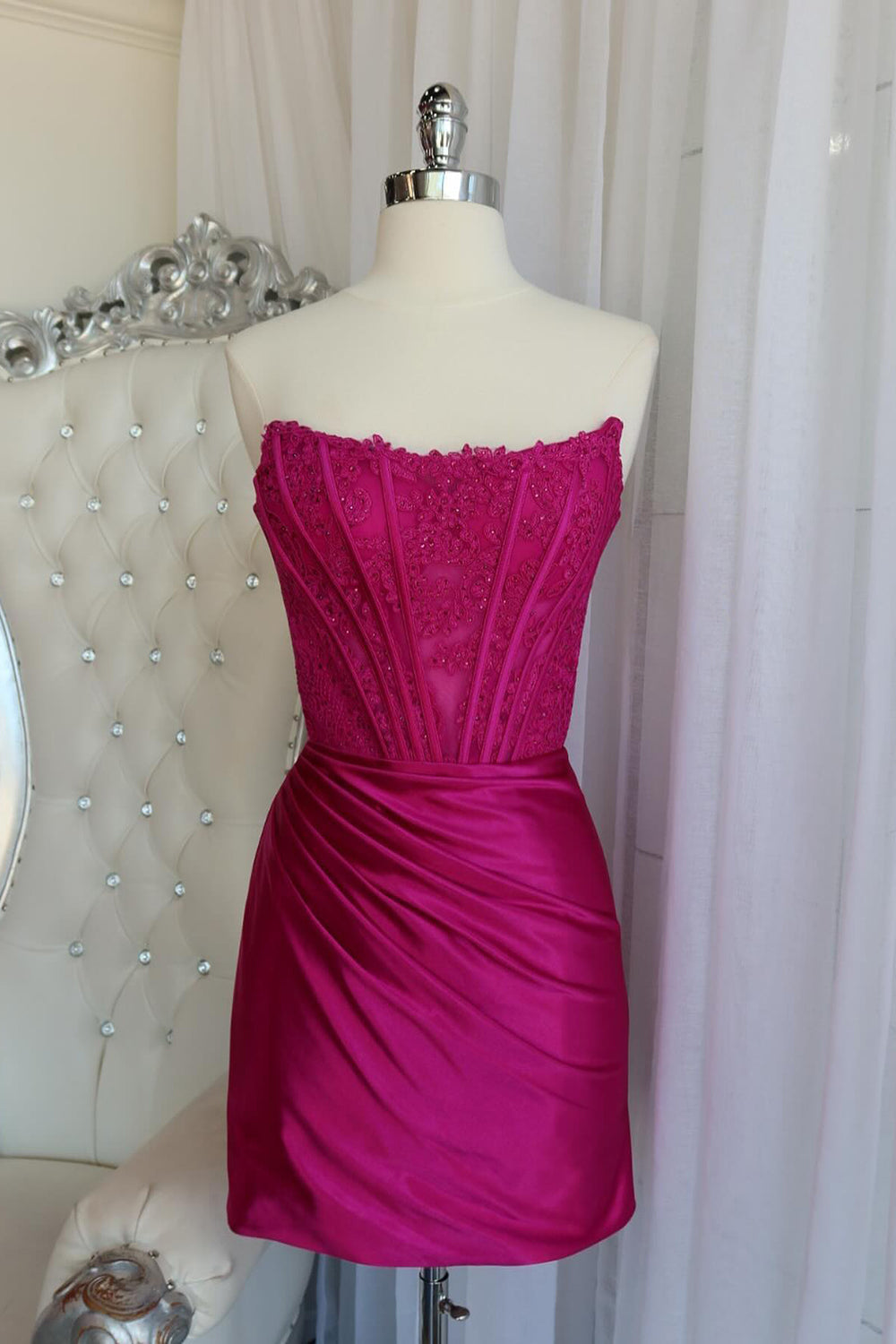 Dark Green Homecoming Dresses Detachable Long Sleeves Satin Corset Tight Short Cocktail Dresses (Gloves not Included)