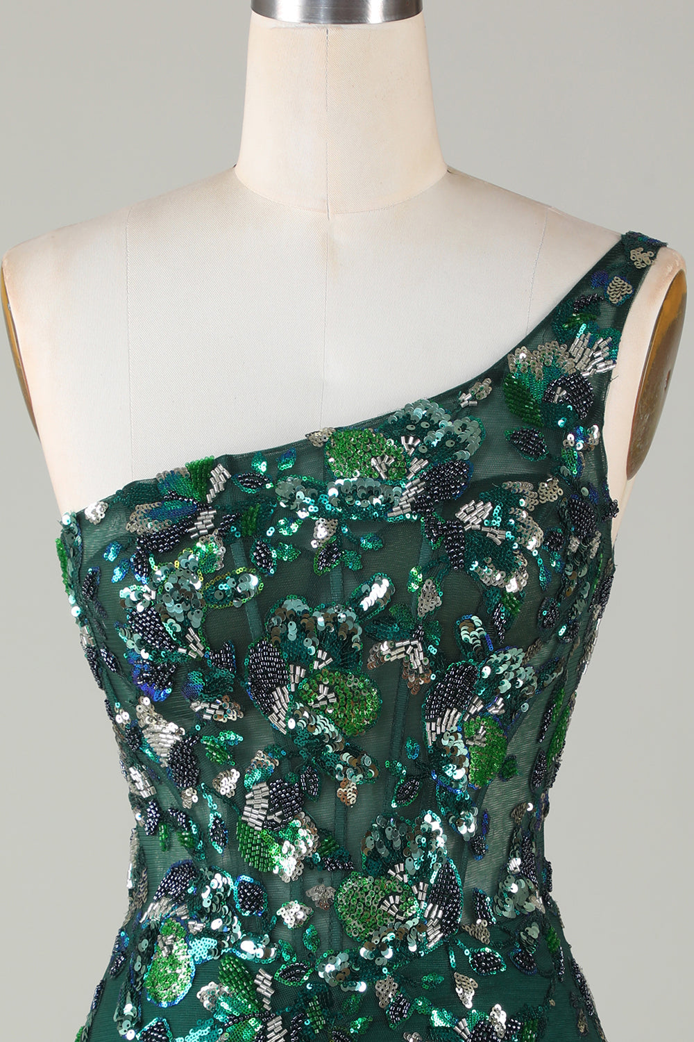 Dark Green Homecoming Dresses Tight Short Beaded Prom Dress with Feathers