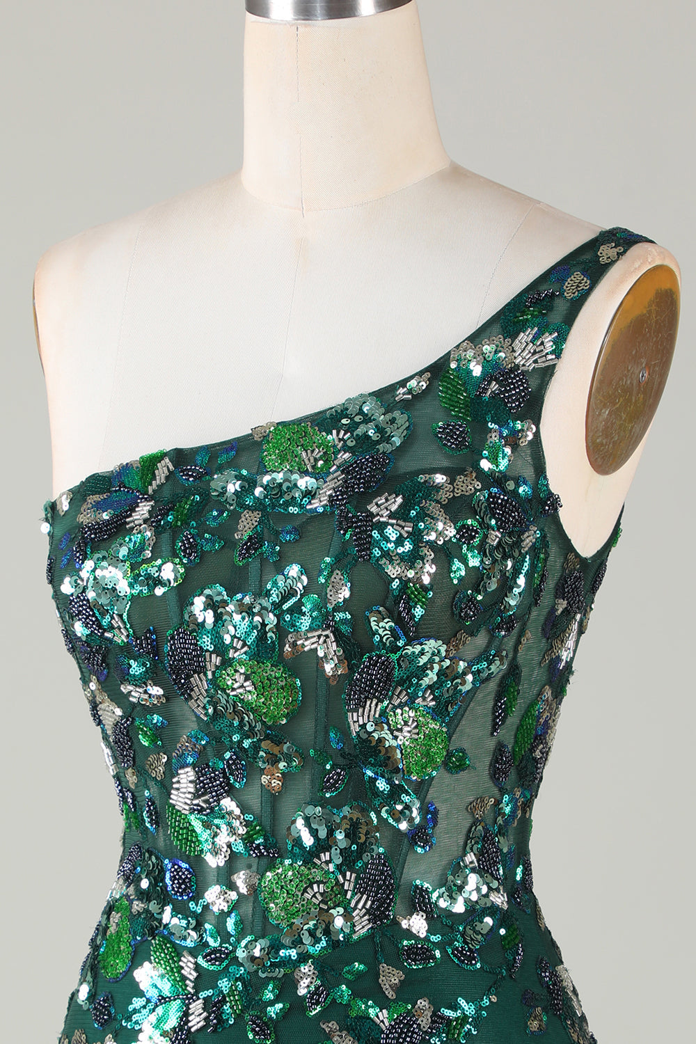 Dark Green Homecoming Dresses Tight Short Beaded Prom Dress with Feathers