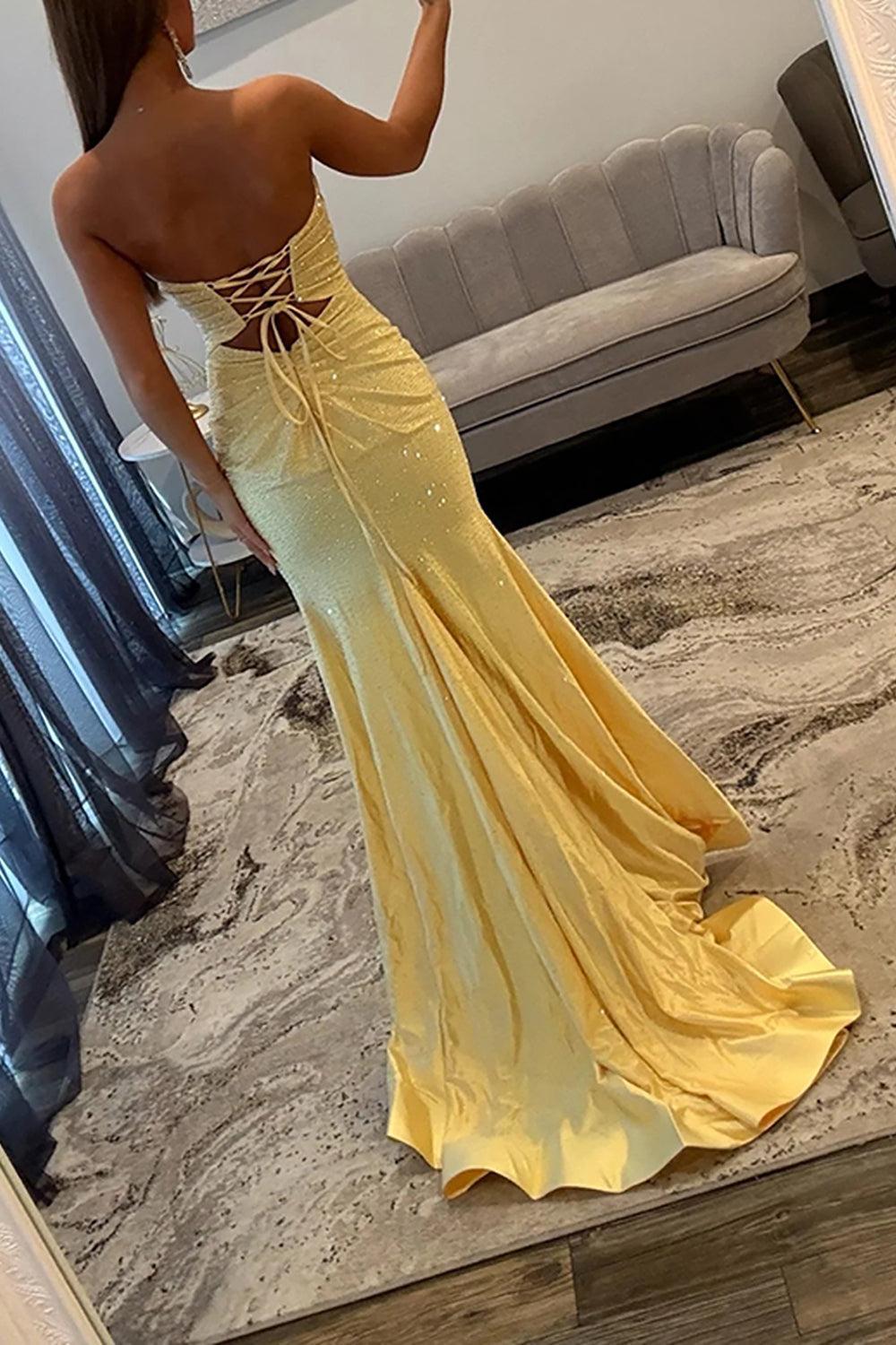 Suzhoufashion Dark Green Mermaid Prom Dress Beaded Sweetheart Satin Long Formal Dress With Slit