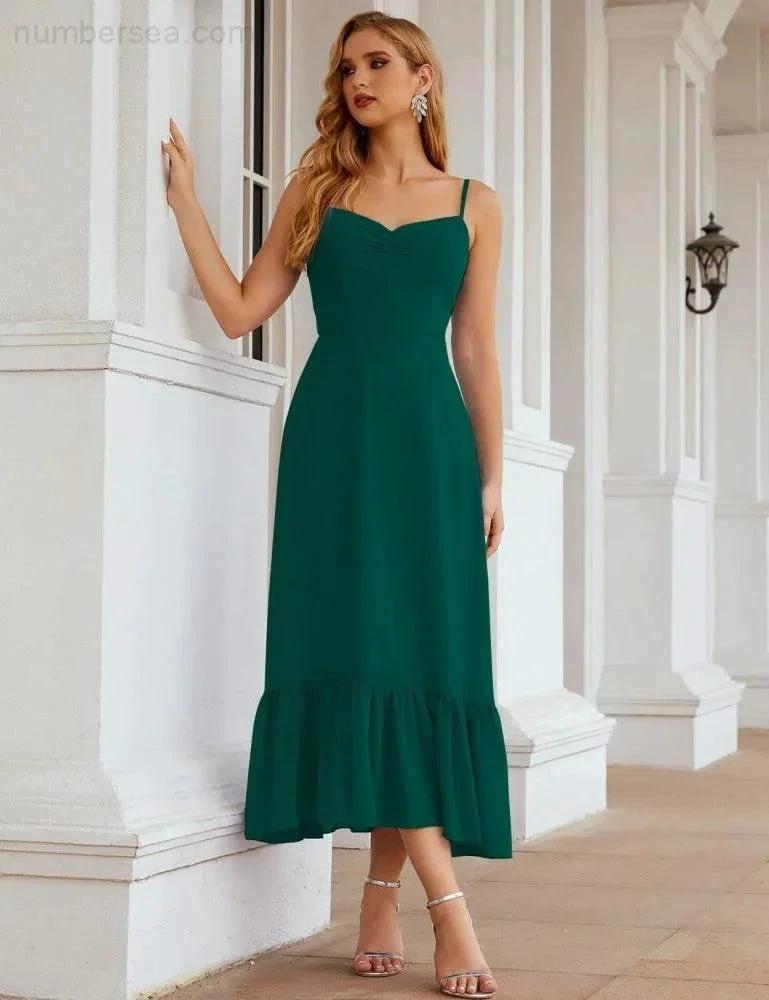 ZapDress  Spaghetti Strap Chiffon Bridesmaid Dress Ankle Length Formal A Line Cocktail Party Homecoming Dress for Juniors (ZD16949)