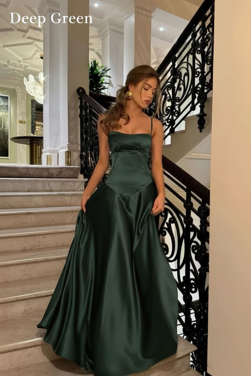 Suzhoufashion Brown Luxe Silk-Look Long Evening Dress With Fitted Bodice Formal Evening Gown