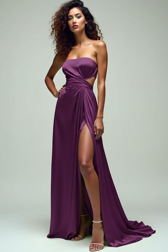 Ruched Square Neck Lemon Green Wedding Guest Dress Long Formal Dress With Slit