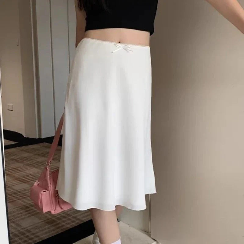 DressBetty - Elegant White Ruffle Mid Skirt - VelvetHem