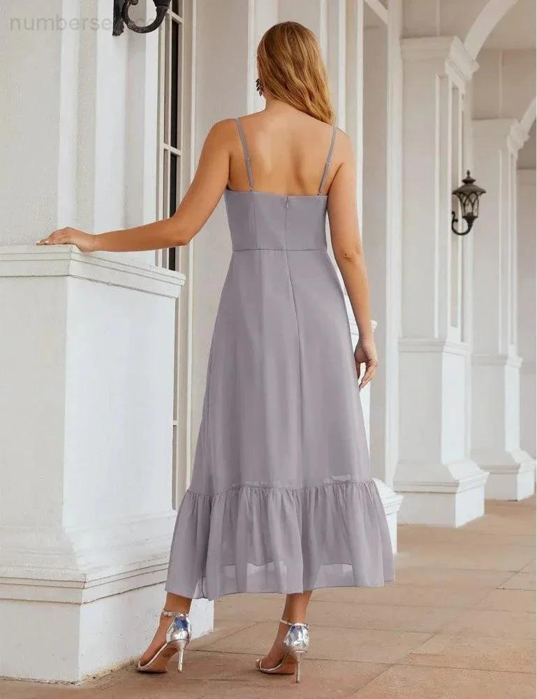 ZapDress  Spaghetti Strap Chiffon Bridesmaid Dress Ankle Length Formal A Line Cocktail Party Homecoming Dress for Juniors (ZD16949)