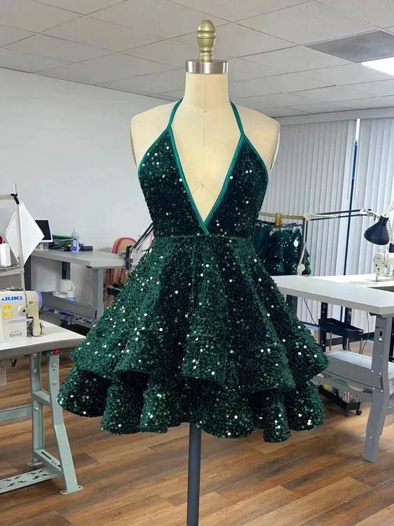 Blue Sequin Short Party Dress Homecoming Dress Y1408 by simplepromdress