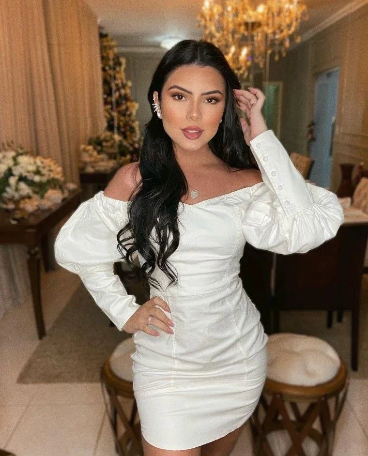 Chic White Long Sleeves Homecoming Dress White Cocktail Dress Y5335 by simplepromdress
