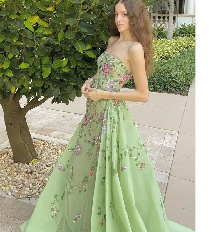 Gorgeous Strapless Green Evening Dress Formal Prom Party Dress - View 3 | VelvetHem