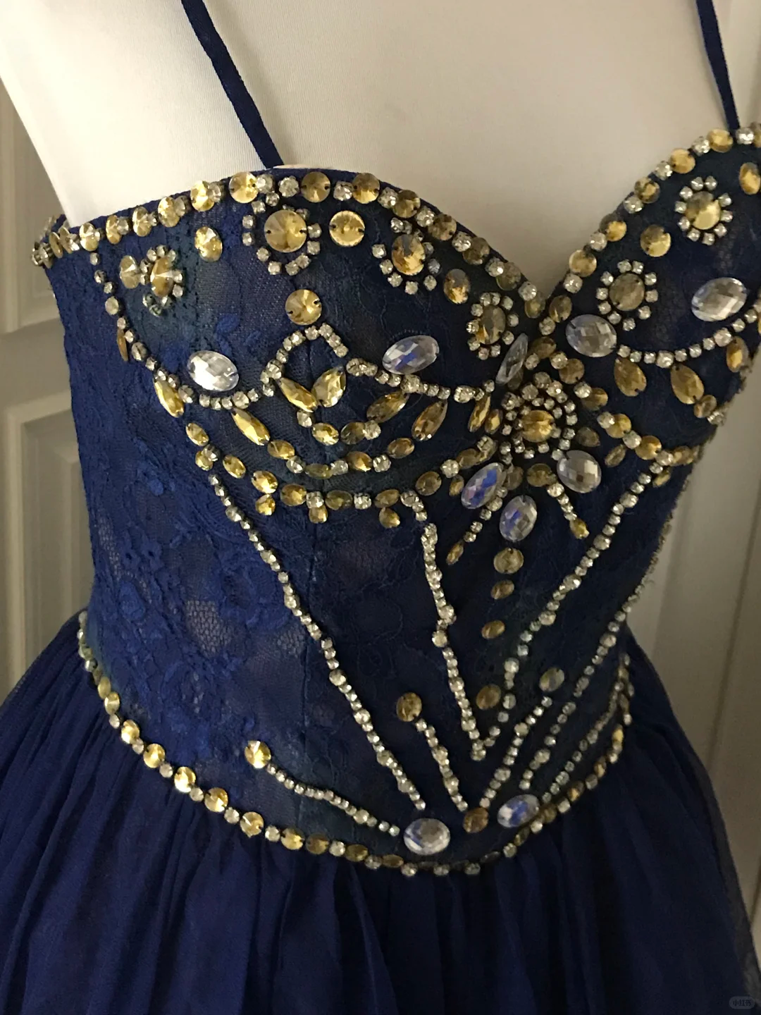 Vintage Navy Blue Lace Beaded A Line Homecoming Dress Short Party Dress - View 5 | VelvetHem