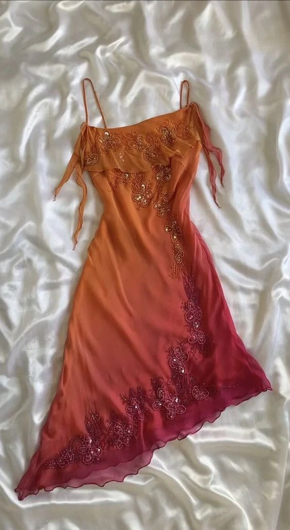 Chic Spaghetti Straps Beading Chiffon Party Dress Birthday Dress - View 3 | VelvetHem