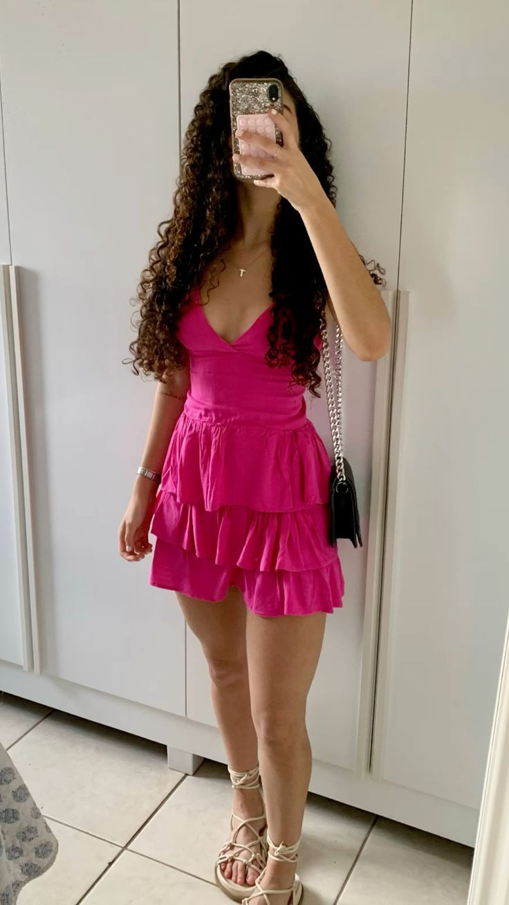 Sexy Pink V Neck Layered Homecoming Dress Birthday Dress Y7762 - VelvetHem