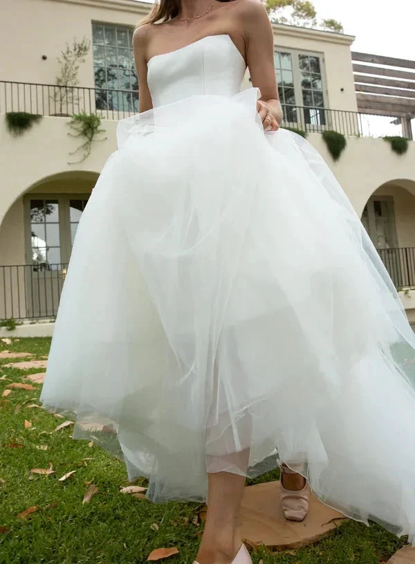 Romantic White A Line Tulle Prom Dress,Formal Wedding Dress Y8084 by simplepromdress