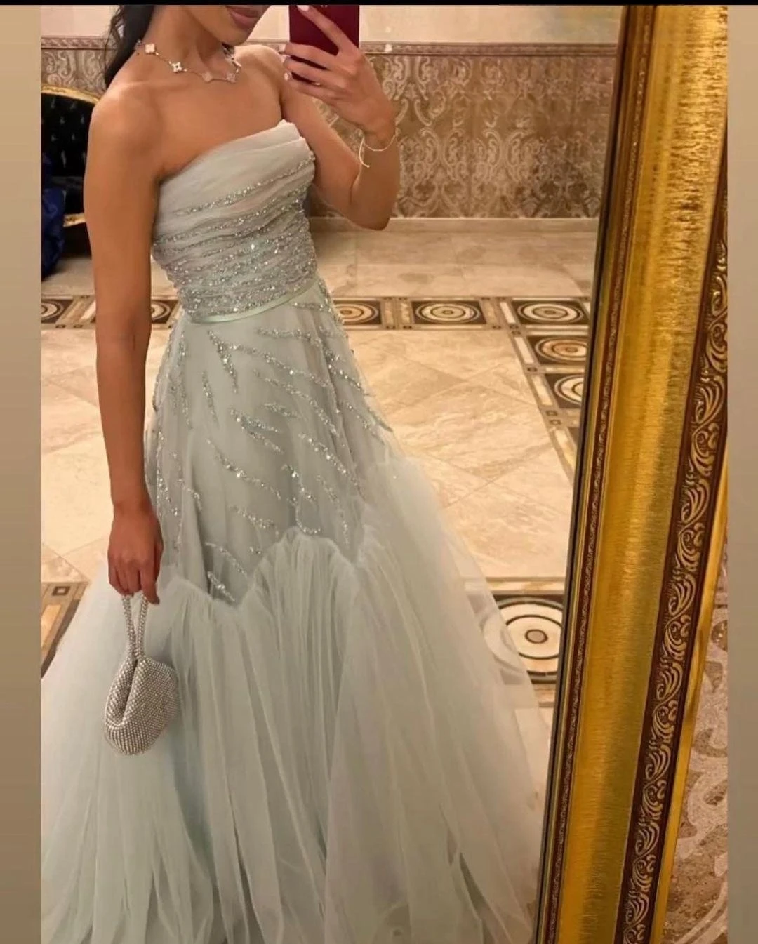 Tulle Sequined Prom Dress for Women Strapless Evening Gown Sparkly Birthday Party Floor Length - VelvetHem