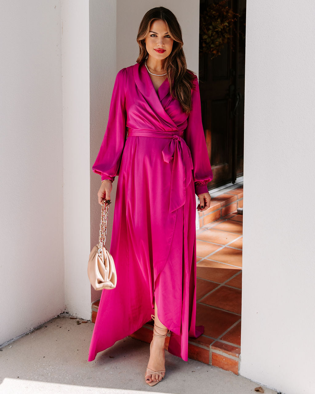 Always Memorable Satin Maxi Dress Magenta FINAL